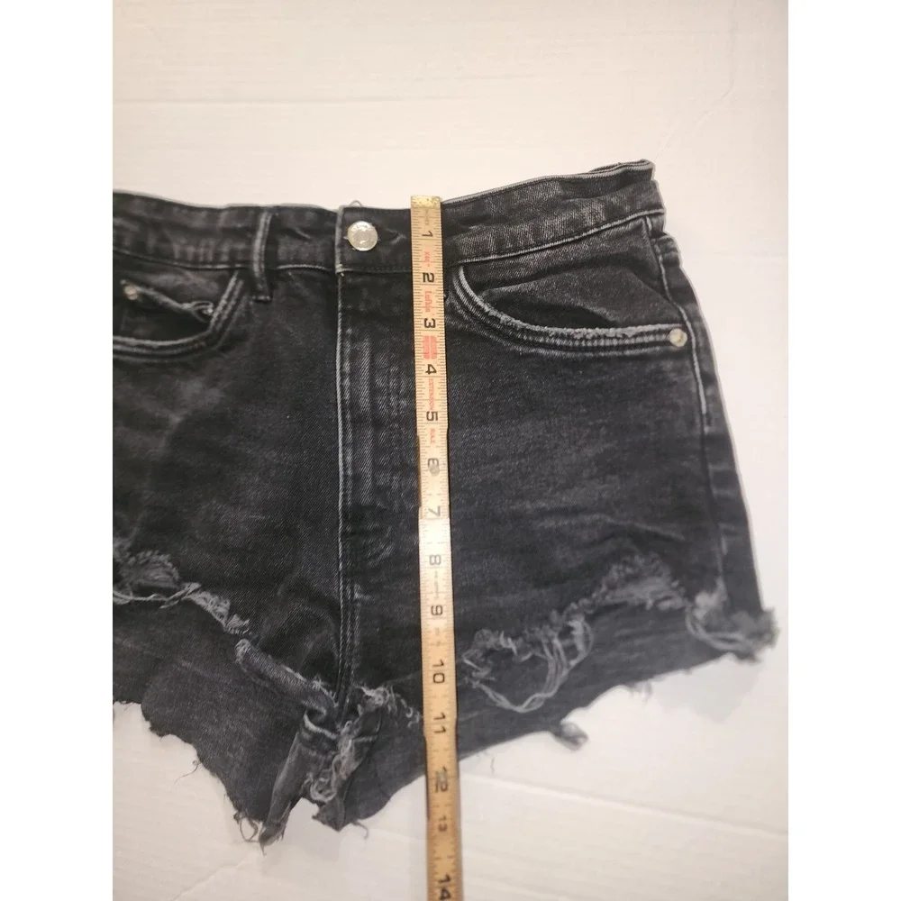Zara Black Frayed Jean Shorts,  Size 6